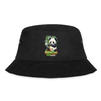 Panda Bär ißt Bambus - Bucket Hat - Schwarz - Vorne - Lela (165cm)