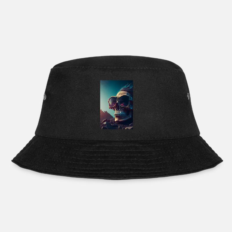 Skull sunglasses! Unique style original humor - Bucket Hat - black