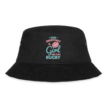 Rugby Spieler Mädchen - Bucket Hat - Schwarz - Vorne - Lela (165cm)