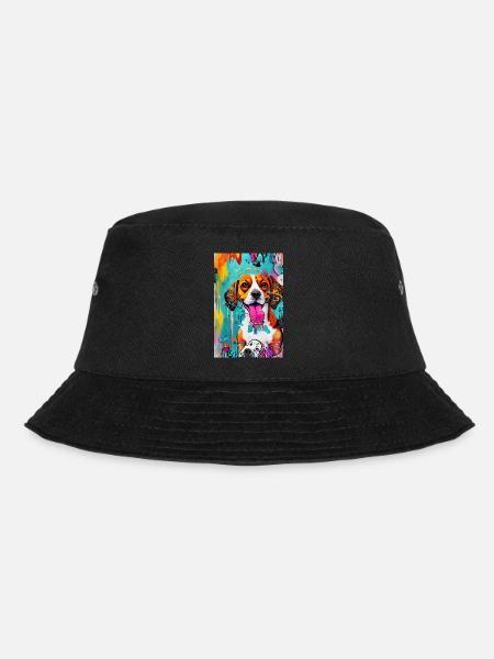 Modernes Pop-Art Print | bunt | Beagle Hund - Bucket Hat - Schwarz