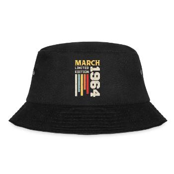 März 1964 - Geburtstagsgeschenk März 1964 Anniv - Bucket Hat - Schwarz - Vorne - Lela (165cm)