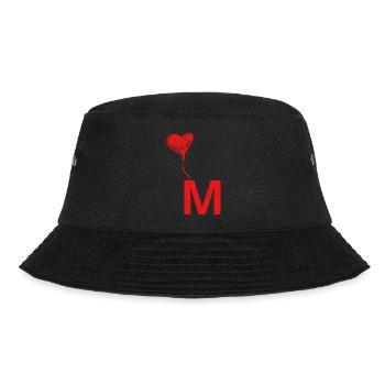 Buchstabe m Herz - Bucket Hat - Schwarz - Vorne - Lela (165cm)