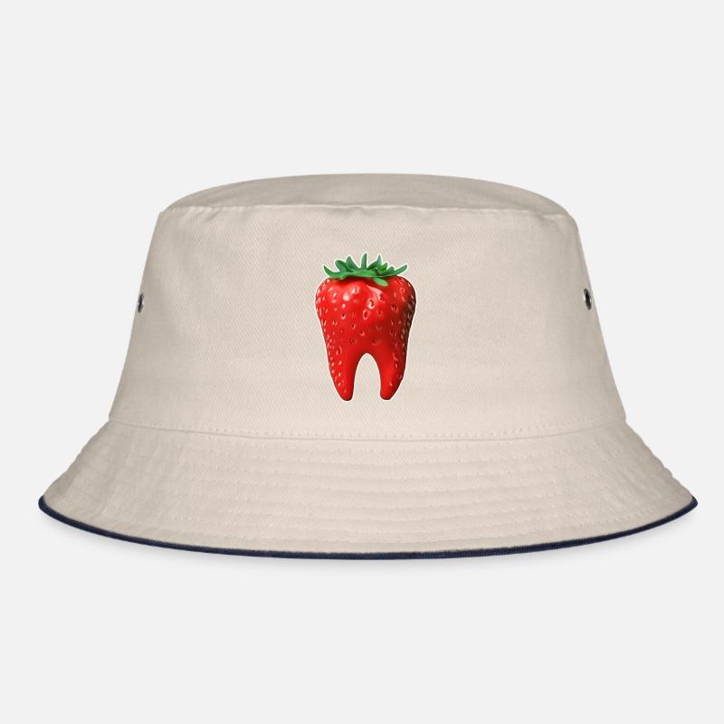 Strawberry in the shape of a tooth Bucket Hat