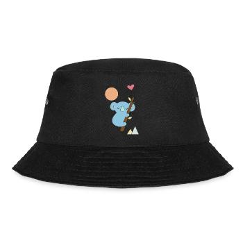 Koala mit Herz - Geschenkidee - Geschenk - Bucket Hat - Schwarz - Vorne - Lela (165cm)
