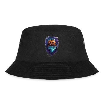 Halloween Kürbis Grusel Fledermaus Schloss Wald - Bucket Hat - Schwarz - Vorne - Lela (165cm)