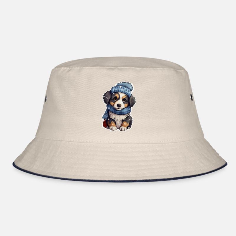 Cute puppy in winter Bucket Hat