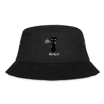 Ich mag Hunde Schwarze Katze lustiges Shirt Design - Bucket Hat - Schwarz - Vorne - Lela (165cm)