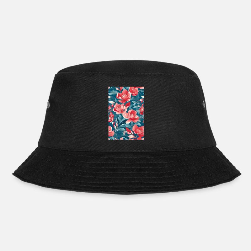 Rote Tulpen mit grünen Blättern - Bucket Hat - Schwarz