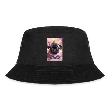 Joli bouledogue avec couronne de fleurs - Bob - noir - Devant - Lela (165cm)