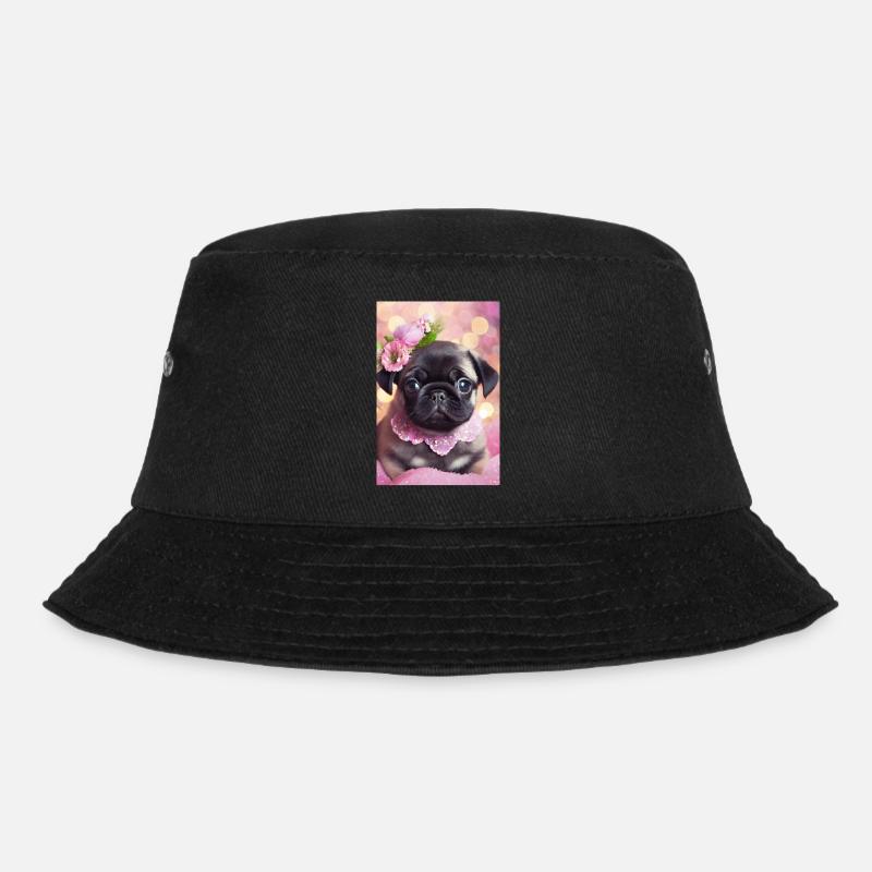 Joli bouledogue avec couronne de fleurs - Bob - noir