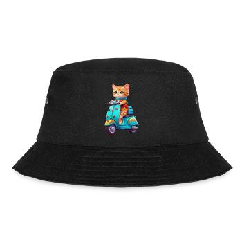 Cat Rides Scooter - Bucket Hat - black - Front - Lela (165cm)