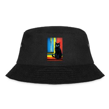 Black cat in front of the window - Bucket Hat - black - Front - Lela (165cm)