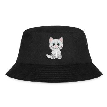 Süße graue Katze - Bucket Hat - Schwarz - Vorne - Lela (165cm)