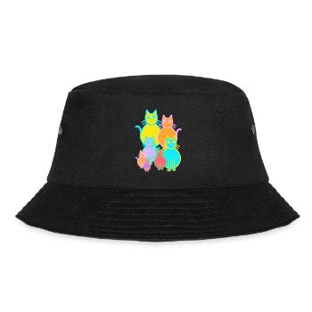 80s 90s Cats Cat Family Kids Child - Bucket Hat - black - Front - Lela (165cm)