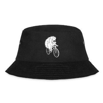 White hedgehog on a bike - Bucket Hat - black - Front - Lela (165cm)