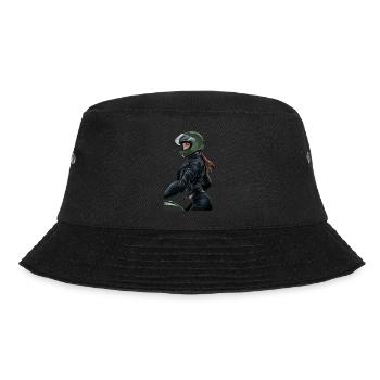 Lady Biker für eine Motorradfahrerin Bikerin - Bucket Hat - Schwarz - Vorne - Lela (165cm)