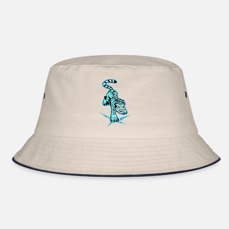 Tiger und Slice unter den Pfoten (blaue Version) Bucket Hat