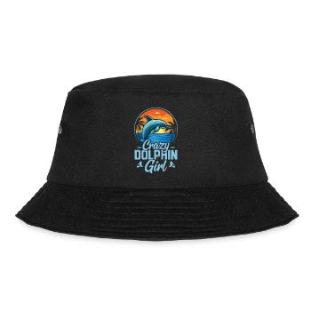 Crazy Dolphin Girl Marine Biology Beach Vacation - Bucket Hat - black - Front - Lela (165cm)