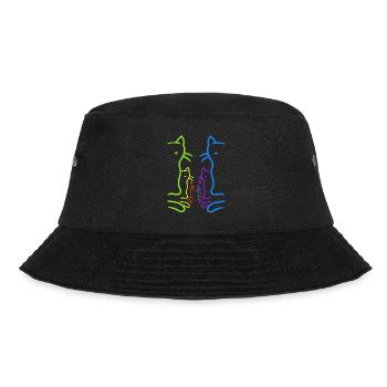 Retro Katzen minimalistisch Katze Vintage 80er - Bucket Hat - Schwarz - Vorne - Lela (165cm)
