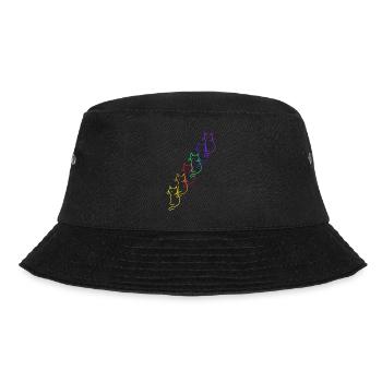 80er 90er Retro LGBT Regenbogen Katzen - Bucket Hat - Schwarz - Vorne - Lela (165cm)