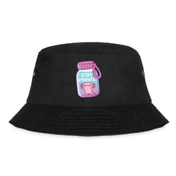 Cute Axolotl In Water Bottle Stay Hydrated Funny - Bucket Hat - black - Front - Lela (165cm)