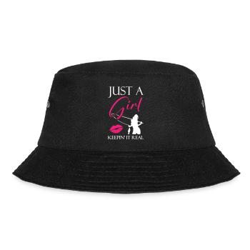 Jus a Girl Keepin it Real Fishing - Bucket Hat - black - Front - Lela (165cm)