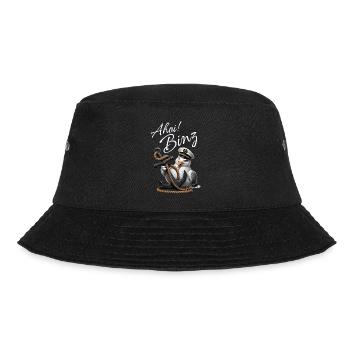 Ahoi Binz ! lustige Möwe mit Anker - Bucket Hat - Schwarz - Vorne - Lela (165cm)