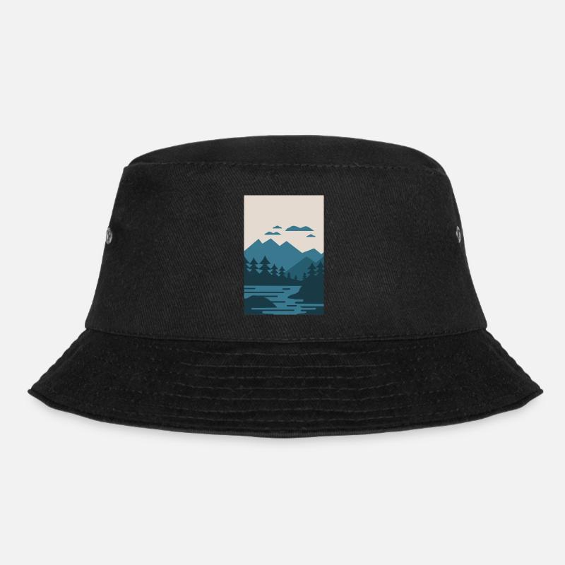 Paysage vintage avec lac et montagnes - Bob - noir