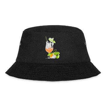 Cocktail Glass Drink with Orange & Mint - Bucket Hat - black - Front - Lela (165cm)