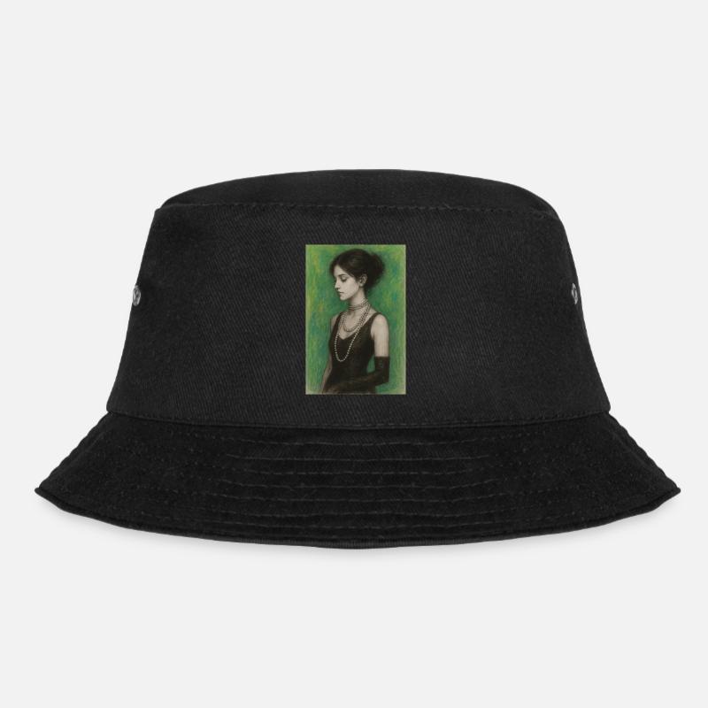 Frau Halskette Perlen Grün Elegant Omikly Pop Art - Bucket Hat - Schwarz