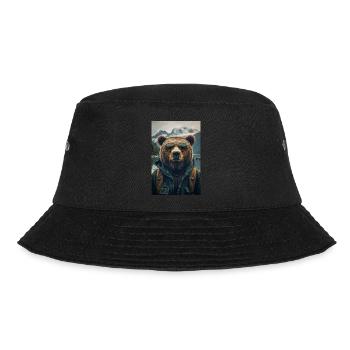 Cool Hiking Bear Explorer - Bucket Hat - black - Front - Lela (165cm)