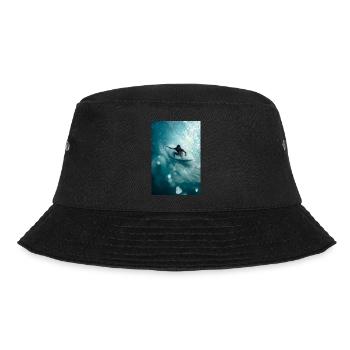 Surfer fährt das perfekte Fass - Bucket Hat - Schwarz - Vorne - Lela (165cm)