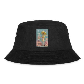 Mädchen Mit Regenschirm Im Surrealen Ozean - Bucket Hat - Schwarz - Vorne - Lela (165cm)