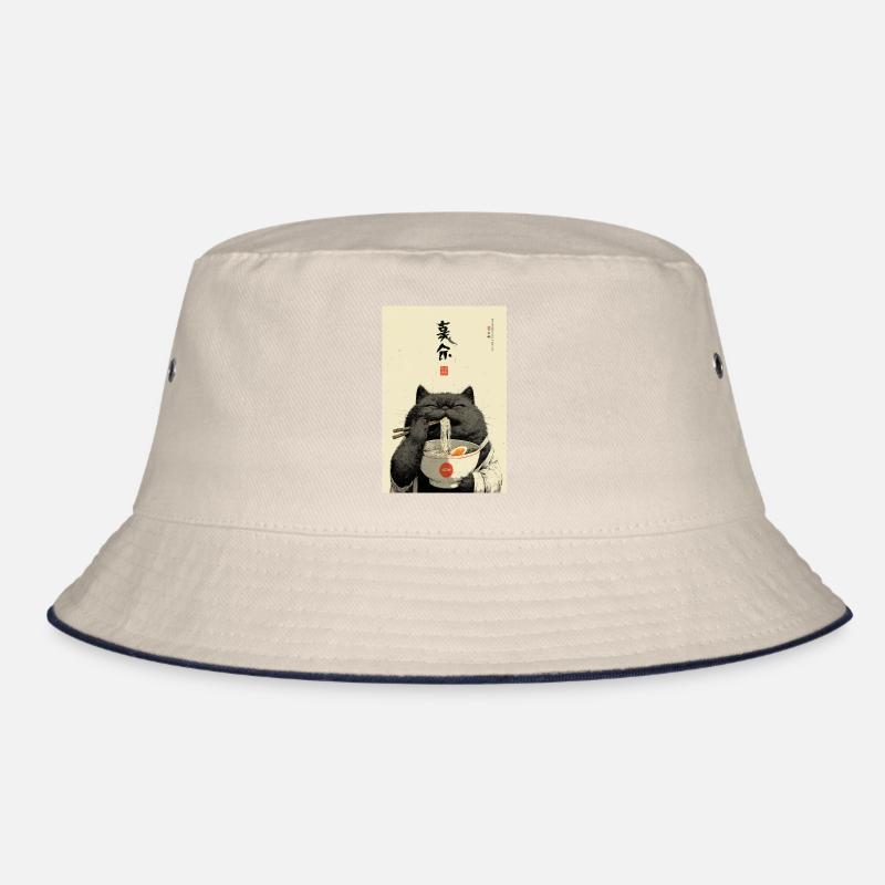 Happy Cat Eating Ramen Bucket Hat