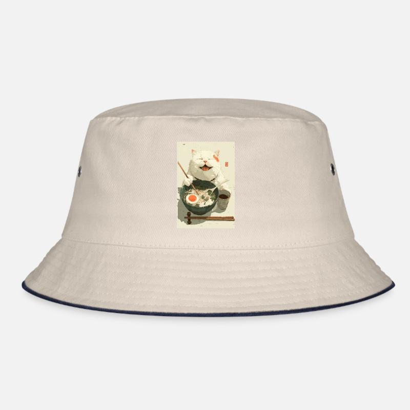 Chat blanc heureux mangeant des ramen Bob