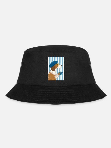 Chien chic café et béret - Bob - noir