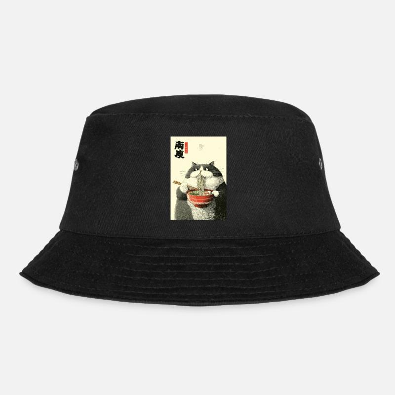 Ramen-Katzen-Ukiyo-e-Zauber - Bucket Hat - Schwarz
