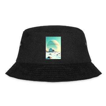Retro futuristische Weltraumlandschaften 1960er Jahre Ästhetik - Bucket Hat - Schwarz - Vorne - Lela (165cm)