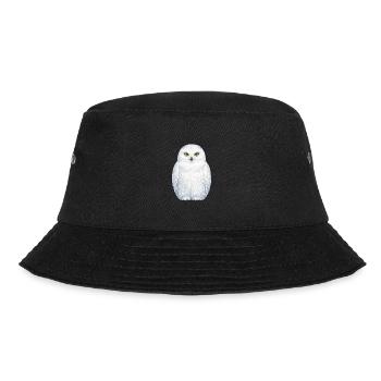 Watercolor snowy owl illustration - Bucket Hat - black - Front - Lela (165cm)