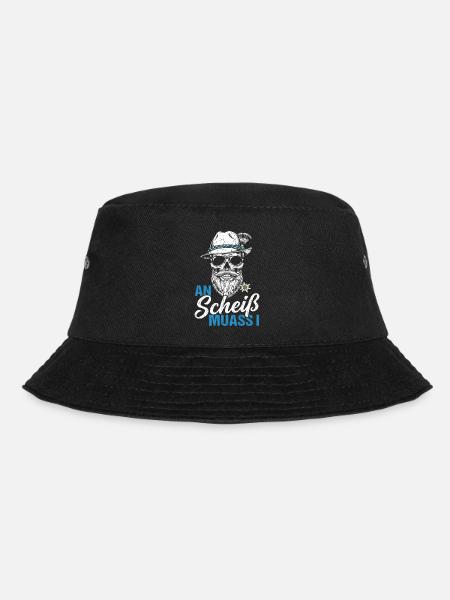 Bayern Dialekt Schädel Lustiger Spruch Alpen Motiv - Bucket Hat - Schwarz
