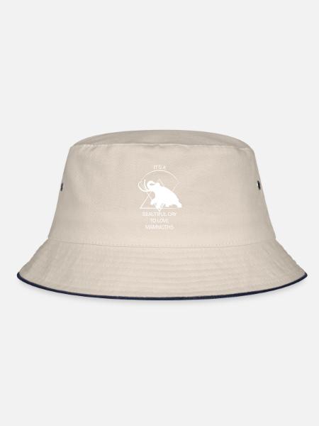 Lustiges Mammut Steinzeit Eiszeit Design Urzeit - Bucket Hat - Natur/Navy - Vorne