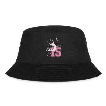 15. Geburtstag Volleyball Volleyballspielerin - Bucket Hat - Schwarz - Vorne - Lela (165cm)