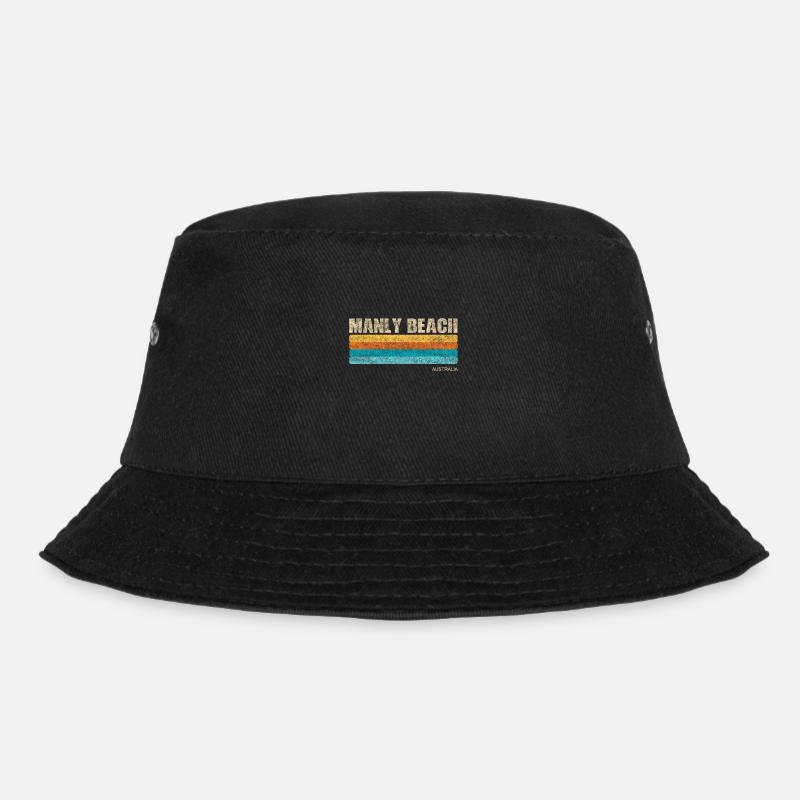 Manly Beach Australia Vintage Shirt - Bucket Hat - black