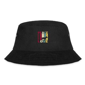 Dachshund Rauhaardackel Peace Love Retro Spruch - Bucket Hat - Schwarz - Vorne - Lela (165cm)