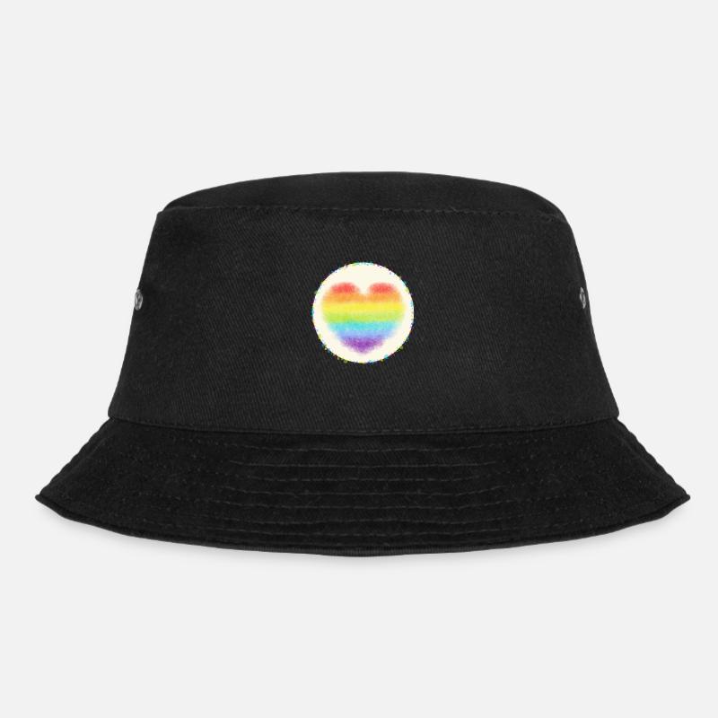 Regenbogen Herz mit Konfetti bunt - Bucket Hat - Schwarz