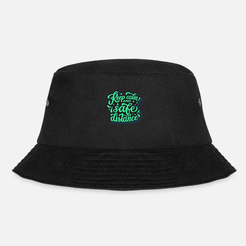 keep calm and a safe distance! - Bucket Hat - black