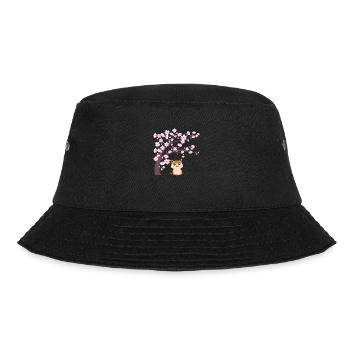 Cherry Blossom Cat Japanese Kitten Sakura - Bucket Hat - black - Front - Lela (165cm)