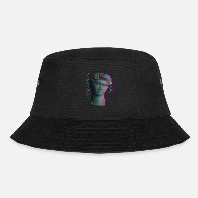 Antike griechische Skulptur Vaporwave Statue Kopf - Bucket Hat - Schwarz