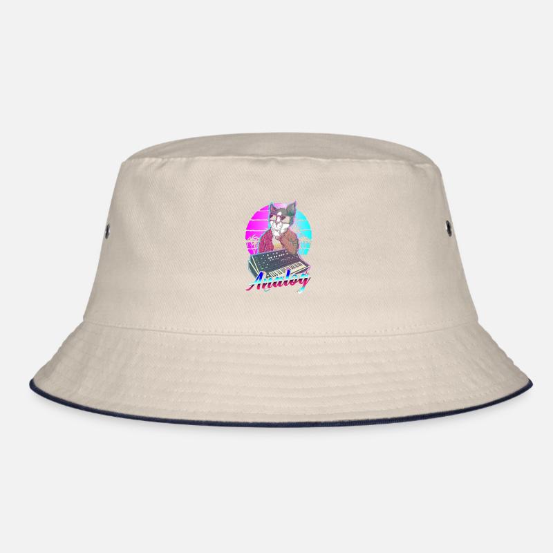 Synthesizer Vaporwave Katze Modular Analog Bucket Hat
