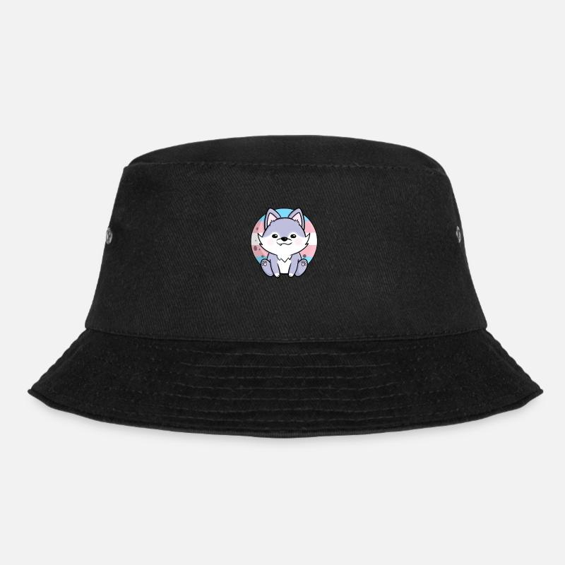 Mignon chien loup Trans Drapeau Drapeau LGBTQ Lune - Bob - noir